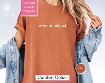 Comfort Colors Overstimulated Shirt for Mom, Mental Health T-shirt Unhinged TShirt, Clothing Gen Z Shirt Weird Stuff Funny TShirt CC17.450