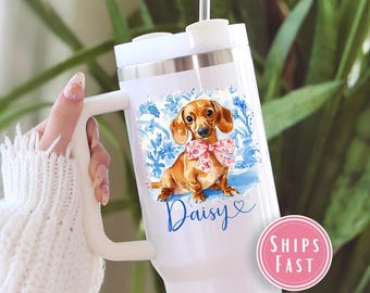 Dachshund 40oz Tumbler, Sausage Dog Quencher Cup, Sausage Dog Gift, Dachshund Lover Tumbler, Wiener Dog Travel Mug, Dachshund Mom Dog TU.178