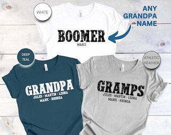 Personalized Grandpa Shirt Custom Papa Shirts Grandpa Gift Customized Father's Day TShirt for Dad Christmas Gift with Grandchildren Names
