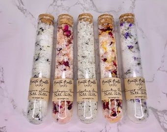 Test Tube Bath Salts 2oz Spa Gift Mothers Day gift gift for her relaxing bath salt self care bath soak exfoliating bath salt detox bath salt