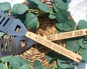 Best Flippin' Dad, Best Flippin' Grandpa, Father's Day gift, engraved gift for dad, bbq tools, personalized gift for dad