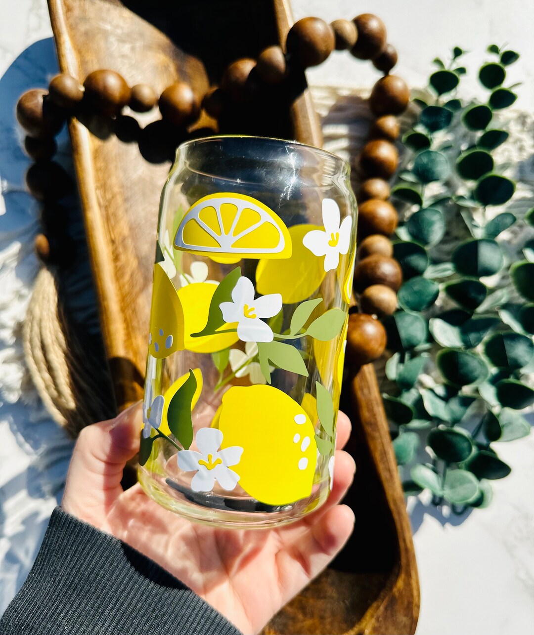 Boho Lemon Beer Can Glass , Lemon Glass, Lemonade Beer Glass Cup. – La La  Pink Designs