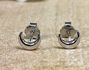 Sterling Silver Half Moon Stud Earrings: Dainty Celestial Jewelry
