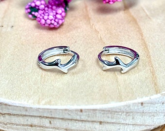 Branch Hoop Huggie Earrings | Solid 925 Sterling Silver Vine Hoop Earrings Snap Post | Trendy | Minimalist Jewelry | Gift for Her