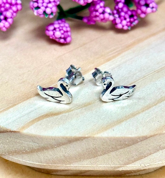 Purple Sterling Silver Bird Post Earrings Purple Sterling Silver Bird Post Earrings
