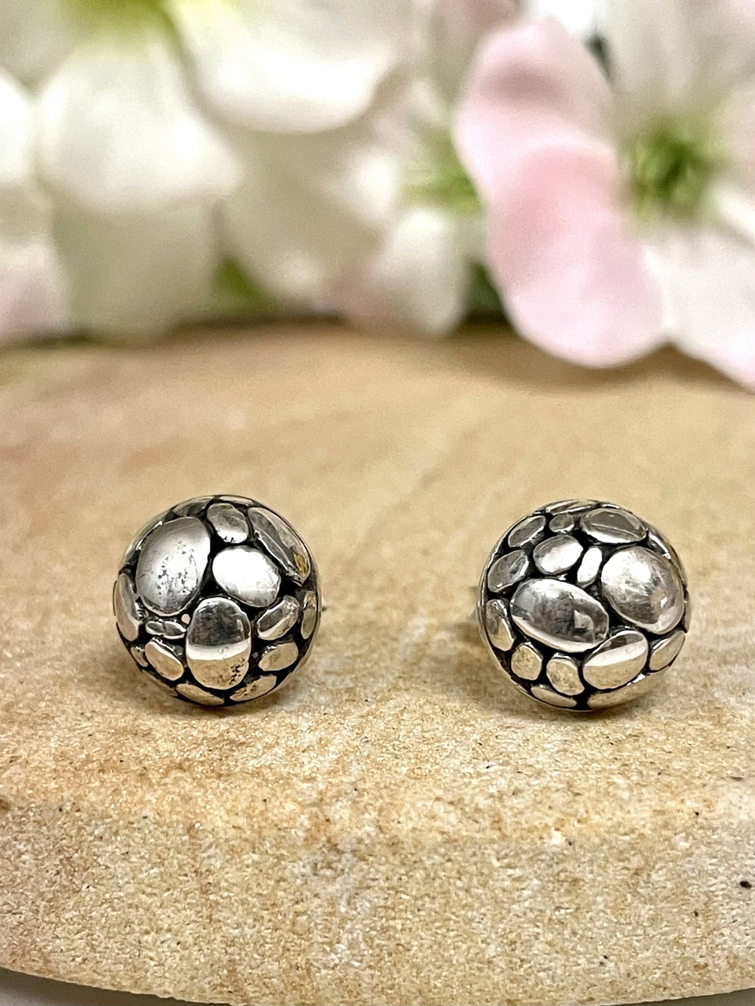 Half Moon Stud Earrings 10mm Solid 925 Sterling Silver Half Etsy