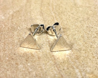 Dainty Triangle Stud Earrings | Solid 925 Sterling Silver Geometrical Shapes Earrings Push Back | Trendy | Minimalist Jewelry