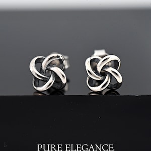Celtic Love Knot Stud Earrings | Solid 925 Sterling Silver Irish Inspired Earrings Push Back | Minimalist Jewelry | Trendy | Gift for Her
