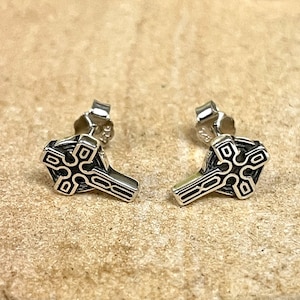 Celtic High Cross Stud Earrings | Solid 925 Sterling Silver Cross Earrings Push Back | Trendy | Religious Jewelry | Gift for Mom