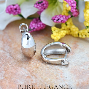 Plain Huggie Earrings | Solid 925 Sterling Silver Hoop Earrings Snap Post | Trendy | Fashion Statement Jewelry | Gift for Her