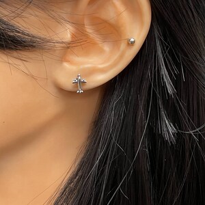 Paper Airplane Stud Earrings In Sterling Silver, Paper Airplane
