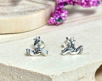Sterling Silver Tiny Feet Stud Earrings: Minimalist Baby Foot Jewelry
