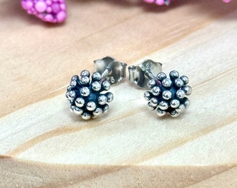Bali Round Stud Earrings | Solid 925 Sterling Silver Balinese Style Earrings Push Back | Boho Jewelry | Trendy | Minimalist | Beach Theme