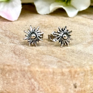 Shining Sun Stud Earrings Solid 925 Sterling Silver Tiny Sunburst Earrings Push Back Astronomy Jewelry Trendy Minimalist image 8