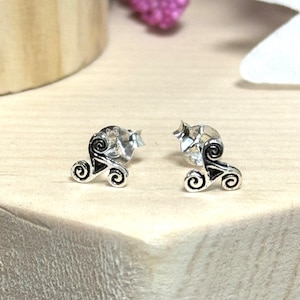 Small Triskele Stud Earrings | Solid 925 Sterling Silver Irish Inspired Earrings Push Back | Minimalist Jewelry | Trendy | Celtic Jewelry