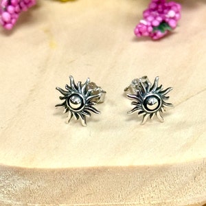 Shining Sun Stud Earrings Solid 925 Sterling Silver Tiny Sunburst Earrings Push Back Astronomy Jewelry Trendy Minimalist image 4