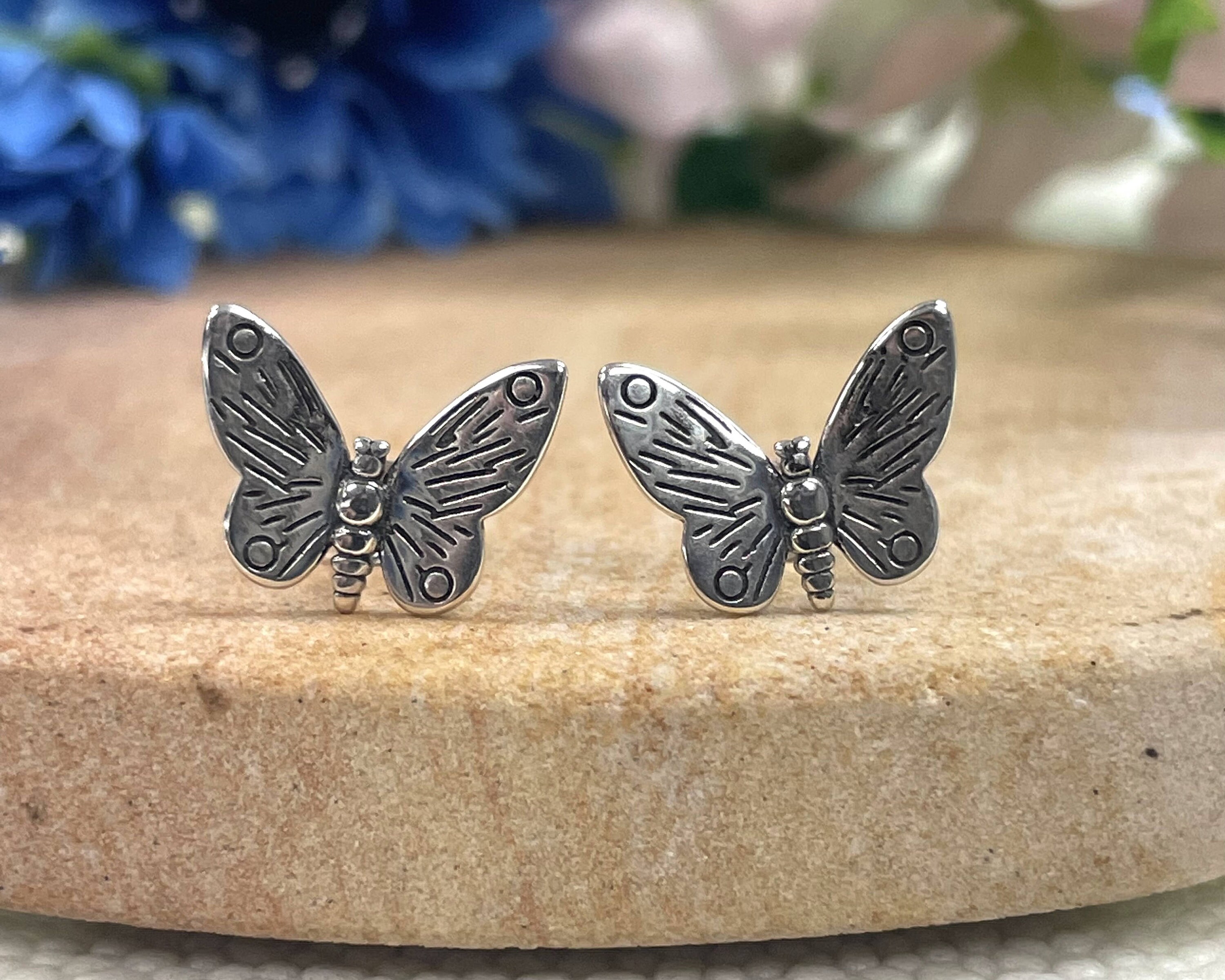 Silver butterfly cheap earrings studs