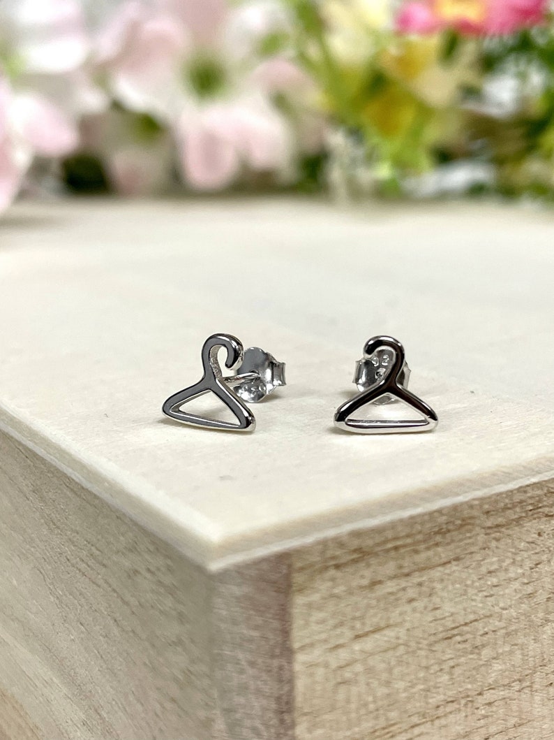 Clothes Hanger Plain Stud Earrings Solid 925 Sterling Silver Etsy