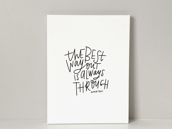 Printable Quote Wall Art | Resilience: The Best Way Out is Always Through | Black & White | Modern Handlettered Quote | Instant Download