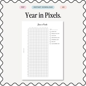 Year in Pixels A5 Journal Page Printable Inserts Yearly Tracker PDF ...