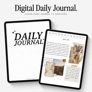 Digital Daily Journal | Goodnotes and Notability  | Hyperlinked Journal | 365 Pages | Neutral Journal