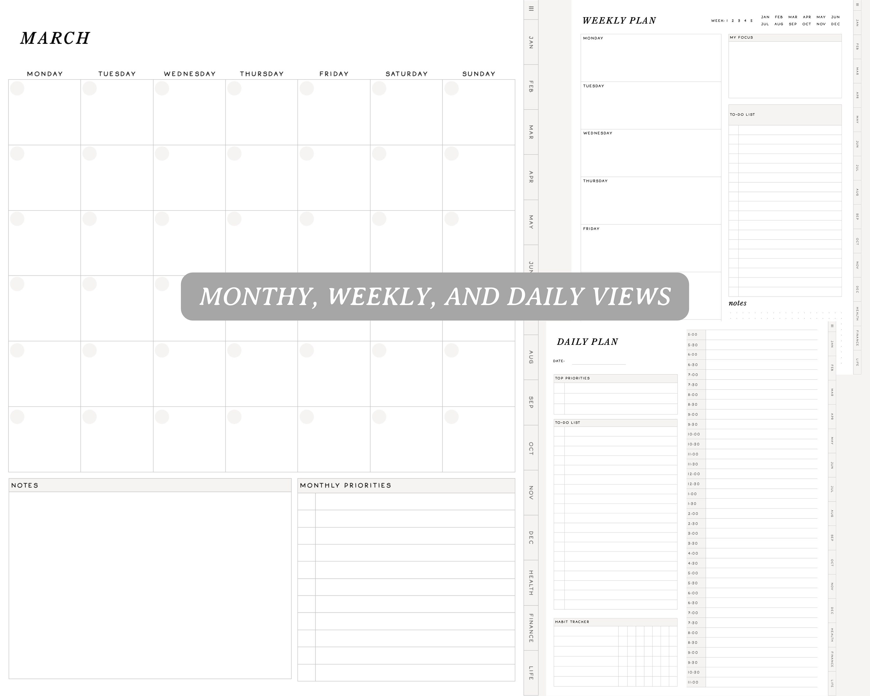 Minimalist Digital Planner Undated Goodnotes Notability - Etsy