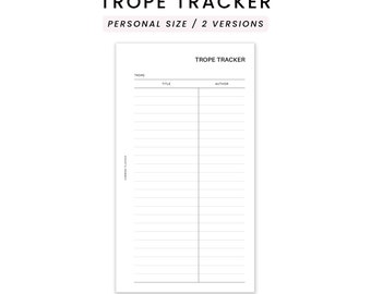 Trope Tracker | Personal Planner Insert | Book Tracker | Minimal Reading Journal | Printable Inserts