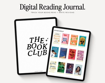 The Book Club Digital Reading Journal | Book Reviews | Reading Tracker for GoodNotes | Minimal Reading Journal