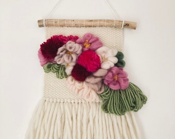 Floral Peony Woven Wall Hanging