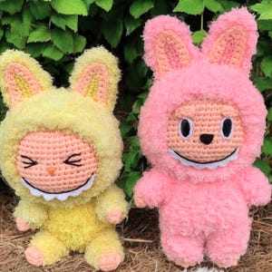 Crochet Pattern Smiling Bunny Large Amigurumi Doll Toy Plushie Instant Digital Download PDF Tutorial, Rabbit Handmade Creepy Cute Monster
