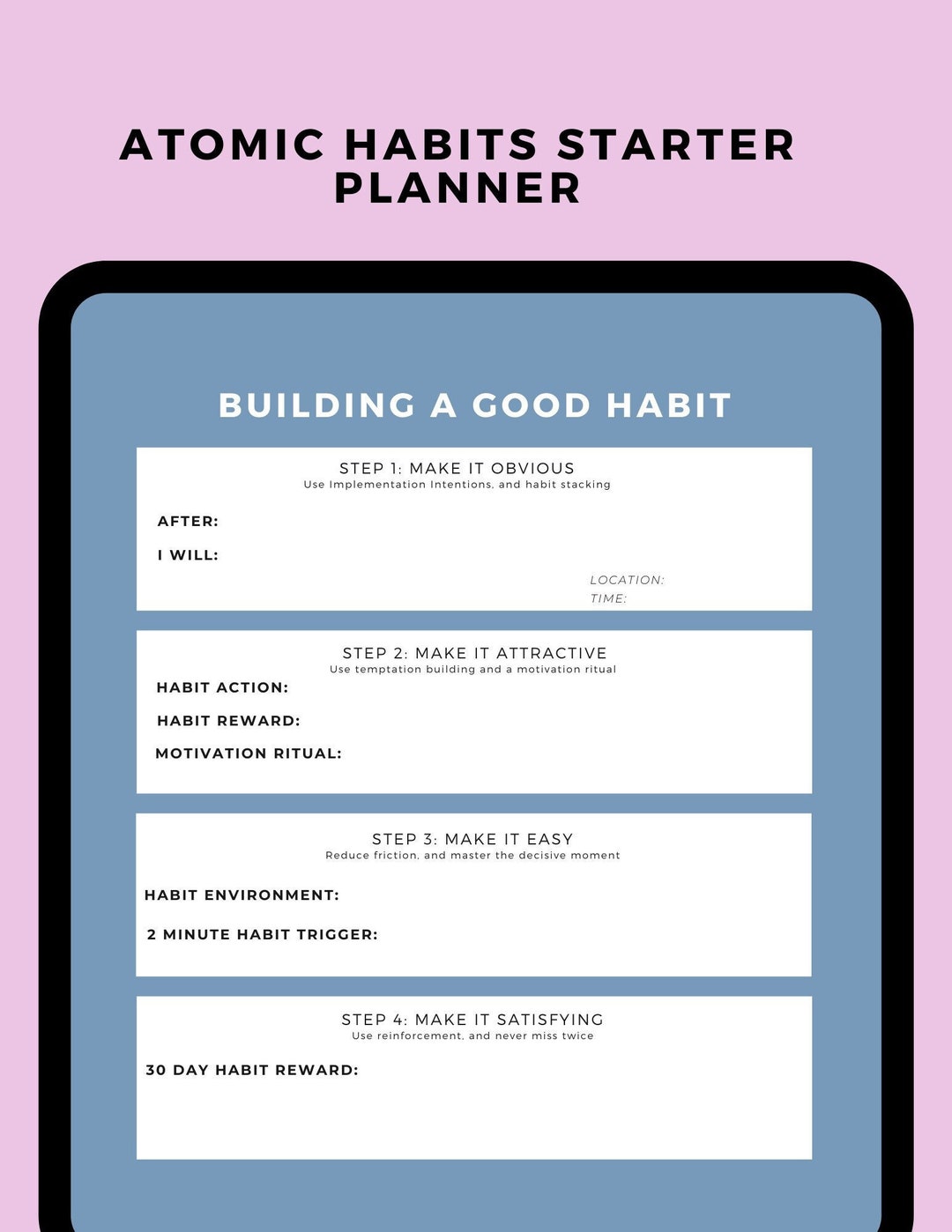 Atomic Habits Printable Starter Planner, Create Good Habits