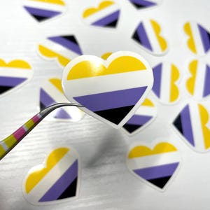 Nonbinary Pride flag LGBT, Set of 5 mini die cut glossy waterproof Stickers for water bottle, sticker for laptop planner journal