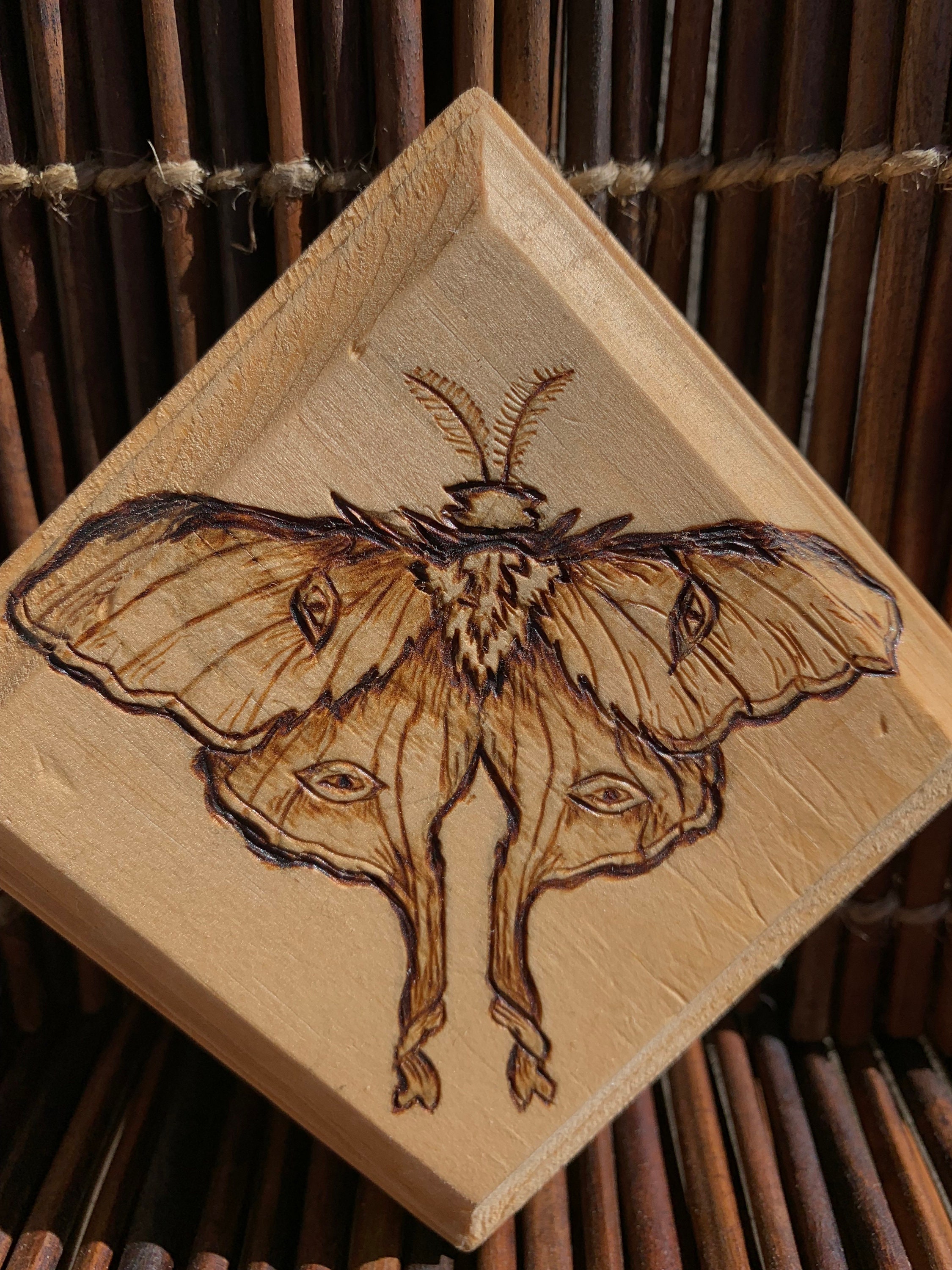 Moth Wood Burned Sign - Handmade Pyrography Wall Art - Etsy