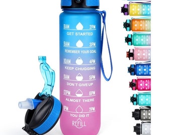 Motivational Water Bottle 32oz /BPA Free / Various colors/Customizable