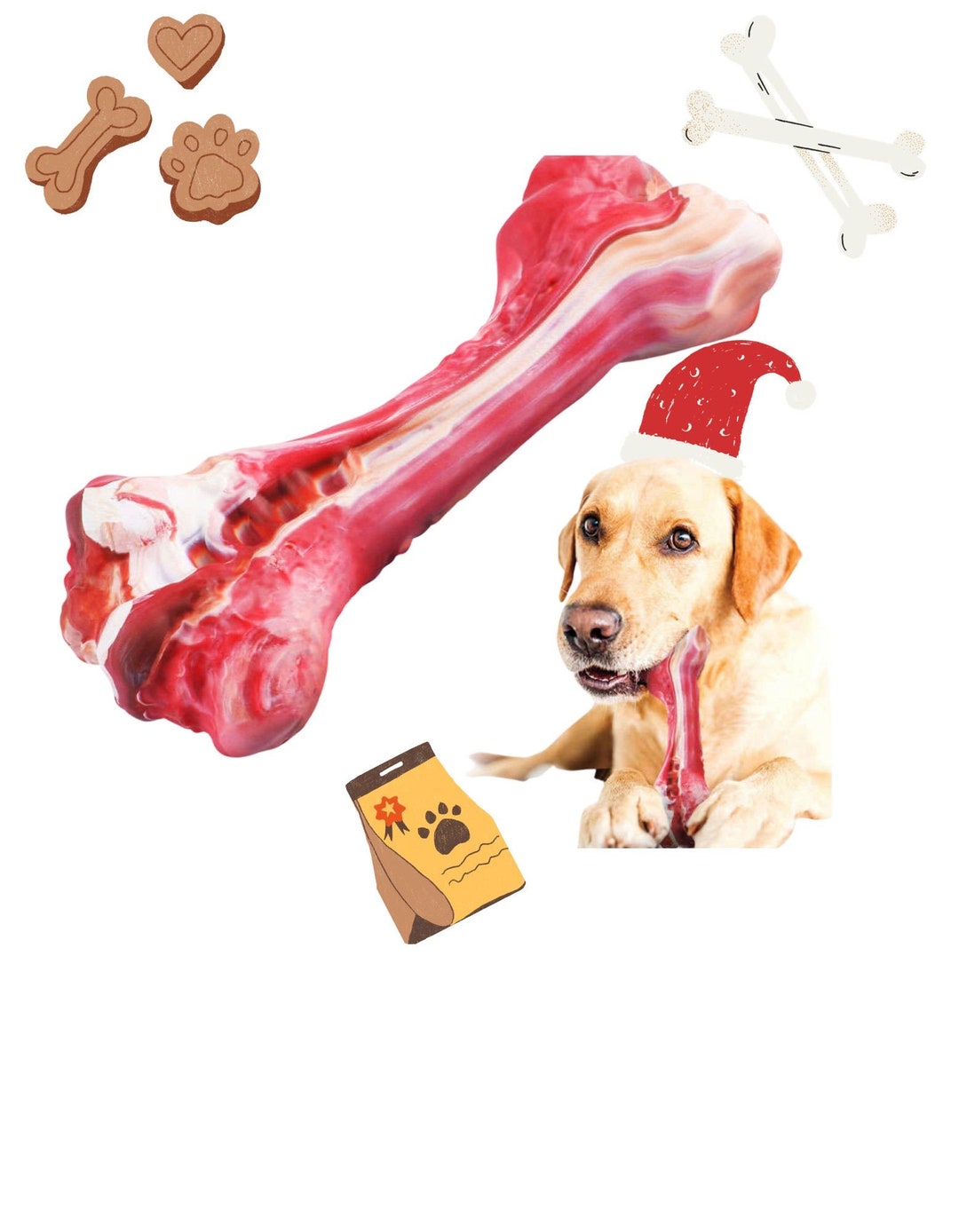Beef Dog Bone Chew Toy Indestructible /keeps Dental Health /RELIEVES