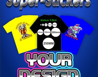 Custom Iron On Logo Transfers: Set of Ten Printed Round Designs