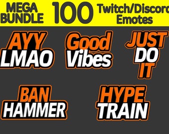 100 Twitch et Discord Text Emotes Bundle | Packs d’emotes Twitch et Discord | Streamer Emotes