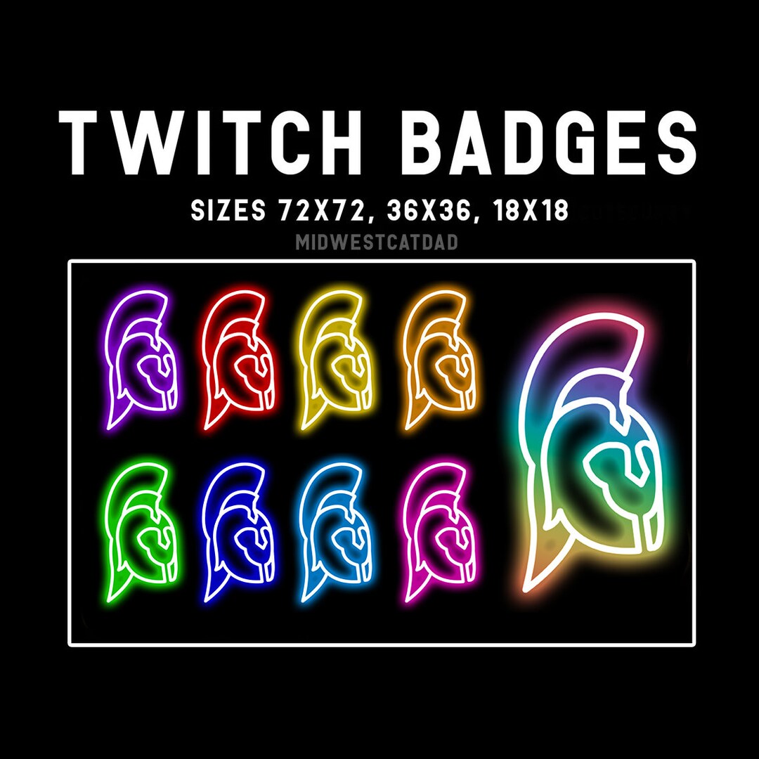 Neon Helmet Twitch Badges, Twitch Sub Badges, Twitch Bit Badges