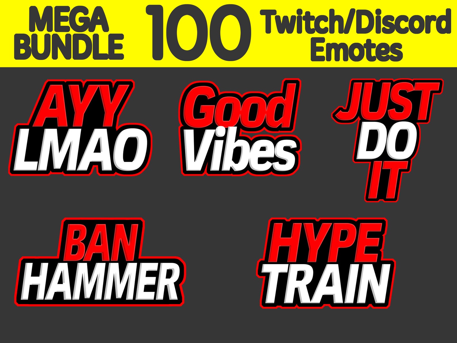 100 Twitch and Discord Text Emotes Bundle | Twitch and Discord Emotes ...