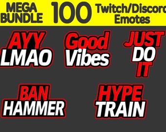 100 Twitch et Discord Text Emotes Bundle | Packs d’emotes Twitch et Discord | Streamer Emotes