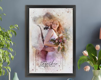 Custom Couple Portrait from Photo | Anniversary Gift | Personalized Wedding Art | Digital or Framed Print