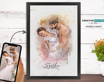 Custom Watercolor Wedding Portrait, Painting from Photo