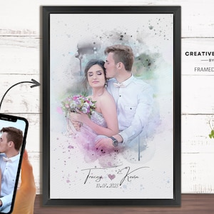 Custom Wedding Portrait, Painting from Photo, Wedding Illustration, Custom Wedding Print, Watercolour Couple Portrait, Anniversary Gift, Art