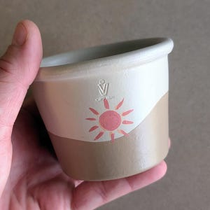 Hand Painted Terracotta Planter (3-in) | Sun Design | Earthy Boho Succulent Pot | Small Indoor Plant Decor | Gift for Plant Lovers