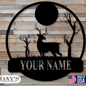 Deer Sign - Deer Hunter Gift - Christmas Gift For Him - Deer Name Metal Sign - Fathers Day Gift - Metal Sign - Last Name Sign - Hunting