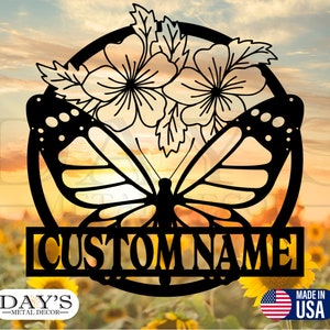 Personalized Butterfly Monogram Metal Sign, Butterfly, Home Decor, Housewarming Gift, Backyard Decor, Personalized Gift, Butterfly Sign