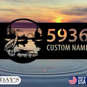 Personalized Heron Metal Address Sign House Number House number Hanging Address Plaque Yard Sign Outdoor Sign Garden Stake Address Signs