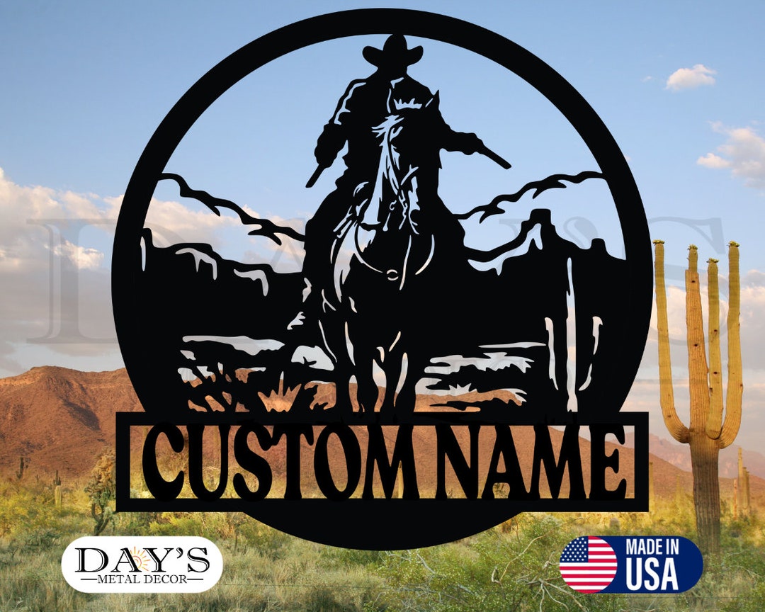 Personalized Cowboy Western Scene Metal Sign, Metal Signs, Metal Wall ...