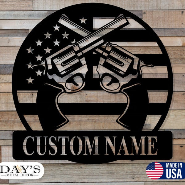 USA Custom Revolvers Metal Wall Art - Personalized Revolvers Name Sign - Revolvers Home Decor - Gun Decor - Custom Revolvers - Metal Signs