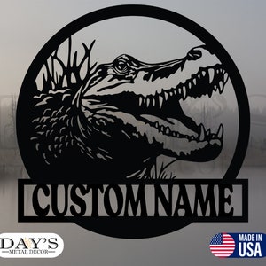Alligator Personalized Metal Sign, Metal Signs, Crocodile Sign, Animal Signs,  Wall Art Decor, Wall Hanging, Wall Decor, Backyard Decor